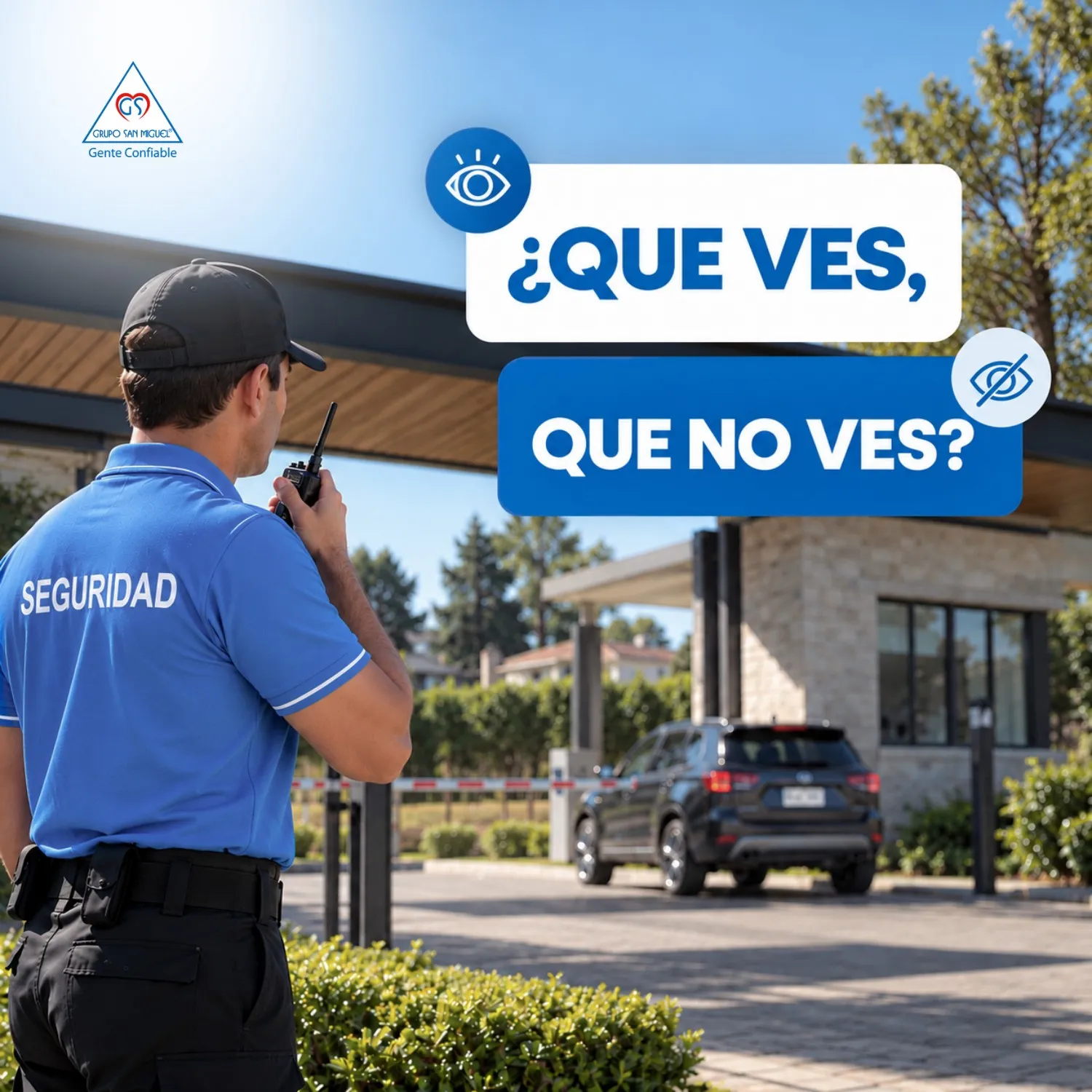 Vigilador de Grupo San Miguel en un acceso